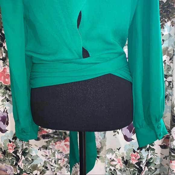 NY&Co | Green Wrap Blouse - Picture 3 of 5